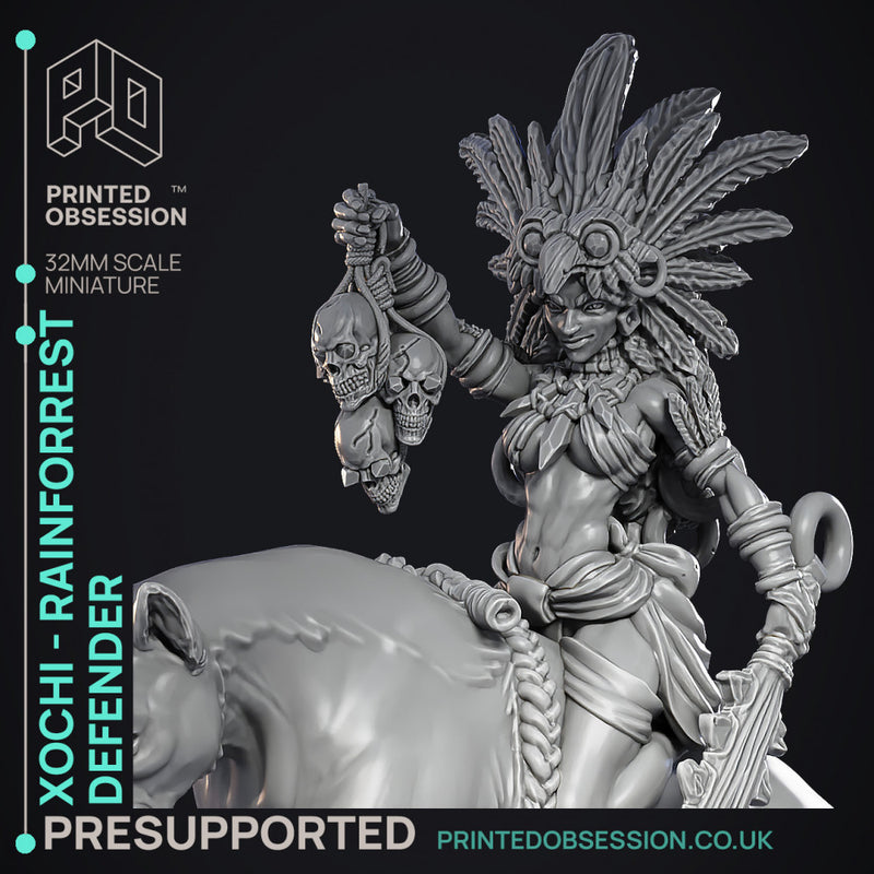 Xochi - Rainforest Defender - Female Fighter -  PRESUPPORTED - Illustrated and Stats - 32mm scale
