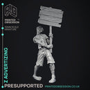 Zombie Advertising - Undead NPC -  PRESUPPORTED - Illustrated and Stats - 32mm scale