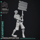 Zombie Advertising - Undead NPC -  PRESUPPORTED - Illustrated and Stats - 32mm scale