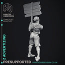Zombie Advertising - Undead NPC -  PRESUPPORTED - Illustrated and Stats - 32mm scale