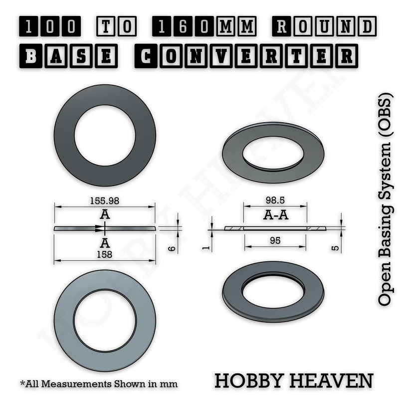 Round Bases Size Converters Round to Round 3d Print Full Range - Only-Games