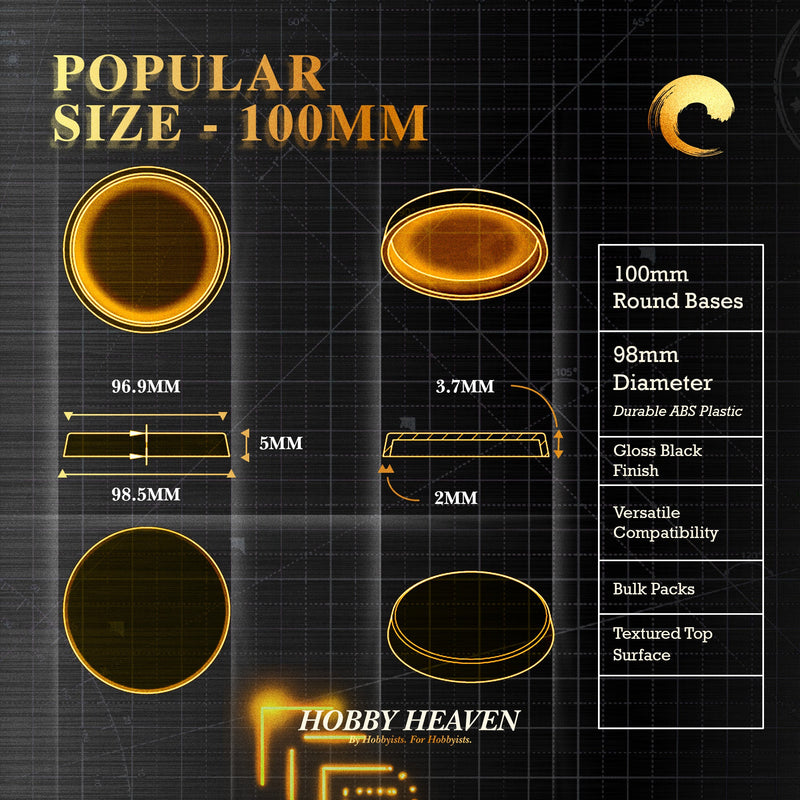 100mm Round Plain Plastic Bases - Only-Games