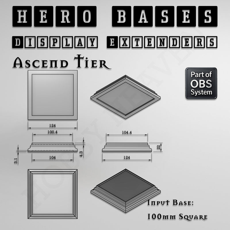 Hero Bases Display Extenders | Squares and Rectangles | Convert Gaming Bases to Display Bases & Plinths - Only-Games