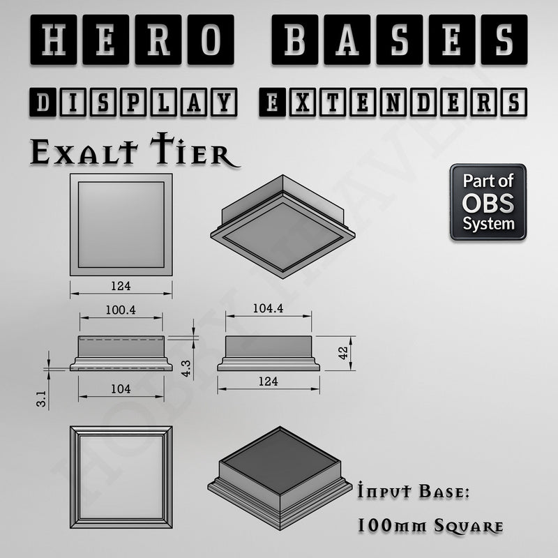 Hero Bases Display Extenders | Squares and Rectangles | Convert Gaming Bases to Display Bases & Plinths - Only-Games