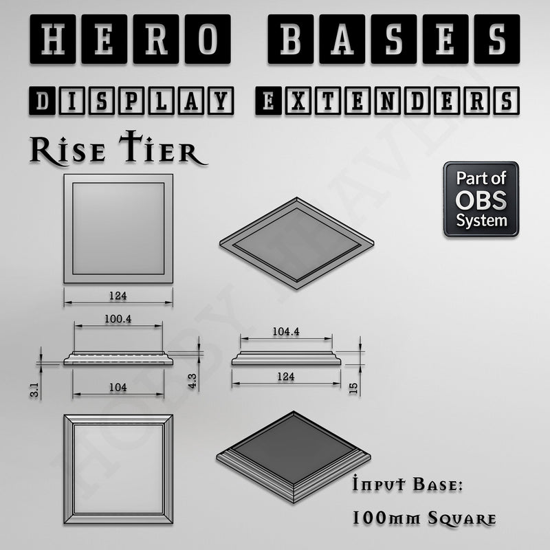 Hero Bases Display Extenders | Squares and Rectangles | Convert Gaming Bases to Display Bases & Plinths - Only-Games