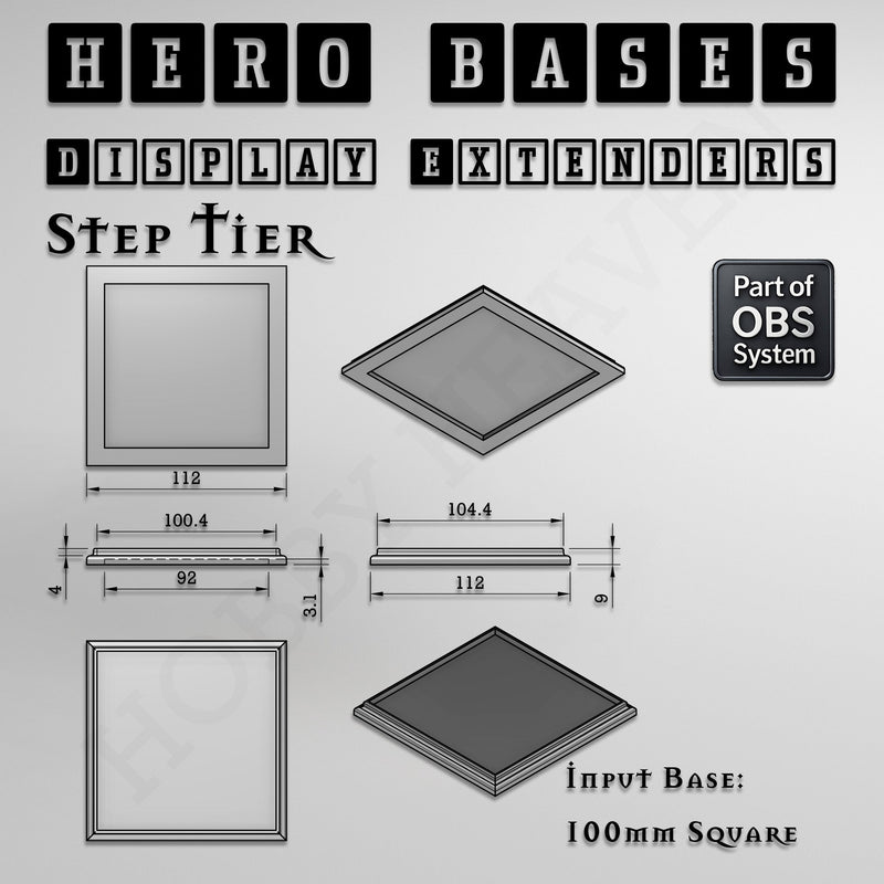 Hero Bases Display Extenders | Squares and Rectangles | Convert Gaming Bases to Display Bases & Plinths - Only-Games