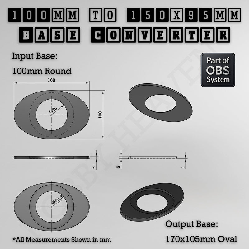 Round To Oval Bases Size Converters 3d Print Full Range - Only-Games