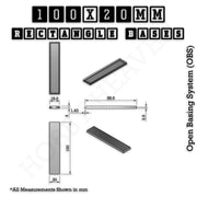 Rectangle Bases Range Sizes - 75x30mm to 125x40mm Medium Sizes 3d Print Full Range Tabletop Games - Only-Games