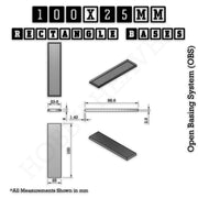 Rectangle Bases Range Sizes - 75x30mm to 125x40mm Medium Sizes 3d Print Full Range Tabletop Games - Only-Games