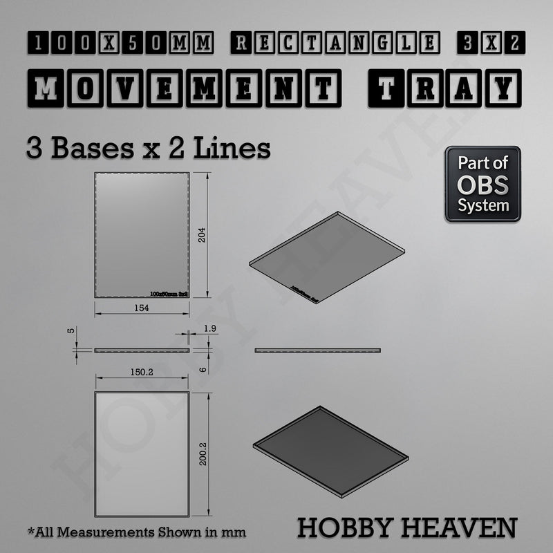 Rectangle Movement Trays | Cavalry & Monsters | 50×25-100×60mm | OBS System - Only-Games