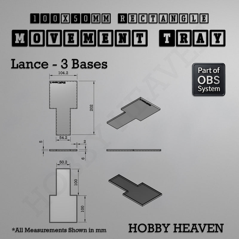 Rectangle Movement Trays | Cavalry & Monsters | 50×25-100×60mm | OBS System - Only-Games