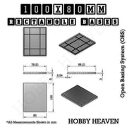 Rectangle Bases Range Sizes - 75x30mm to 125x40mm Medium Sizes 3d Print Full Range Tabletop Games - Only-Games