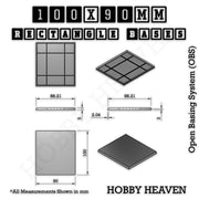 Rectangle Bases Range Sizes - 75x30mm to 125x40mm Medium Sizes 3d Print Full Range Tabletop Games - Only-Games