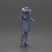 fashionable woman in hat and skirt is reaching for something - Only-Games