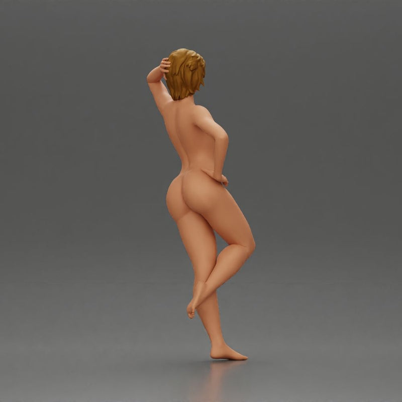 Naked girl with short hair leaning on a car - Only-Games