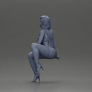 Casual elegance in red overalls and stylish silver heels - Only-Games