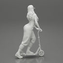 2 Sexy Woman Riding Electric Scooter At Parking Wearing overalls suit and cap - Only-Games