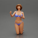 Sexy girl in bikini with short hair sitting on her knees - Only-Games