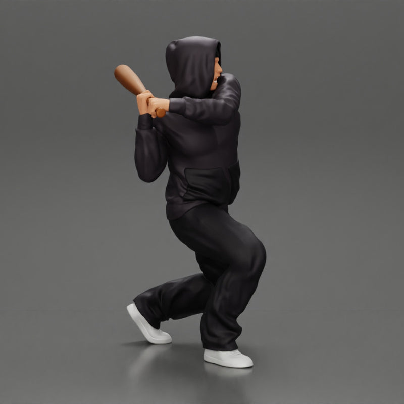 Gangster homie in hoodie Holding Baseball Bat Ready For A Hit - Only-Games