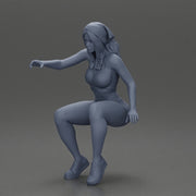 girl sitting in shorts and a scarf hair wants to grab something - Only-Games