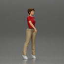 beautiful woman in polo shirt and pants with short hair - Only-Games