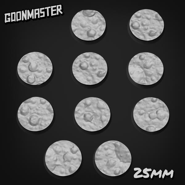 Moon Crater Bases 25mm Round x 10