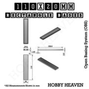 Rectangle Bases Range Sizes - 75x30mm to 125x40mm Medium Sizes 3d Print Full Range Tabletop Games - Only-Games