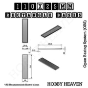 Rectangle Bases Range Sizes - 75x30mm to 125x40mm Medium Sizes 3d Print Full Range Tabletop Games - Only-Games
