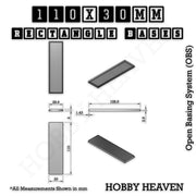 Rectangle Bases Range Sizes - 75x30mm to 125x40mm Medium Sizes 3d Print Full Range Tabletop Games - Only-Games