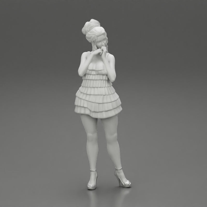 Sexy woman standing and posing and in fashion summer dress - Only-Games