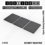 Rectangle Bases Range Sizes - 125x50mm to 200x175mm Large Sizes 3d Print Full Range Tabletop Games - Only-Games