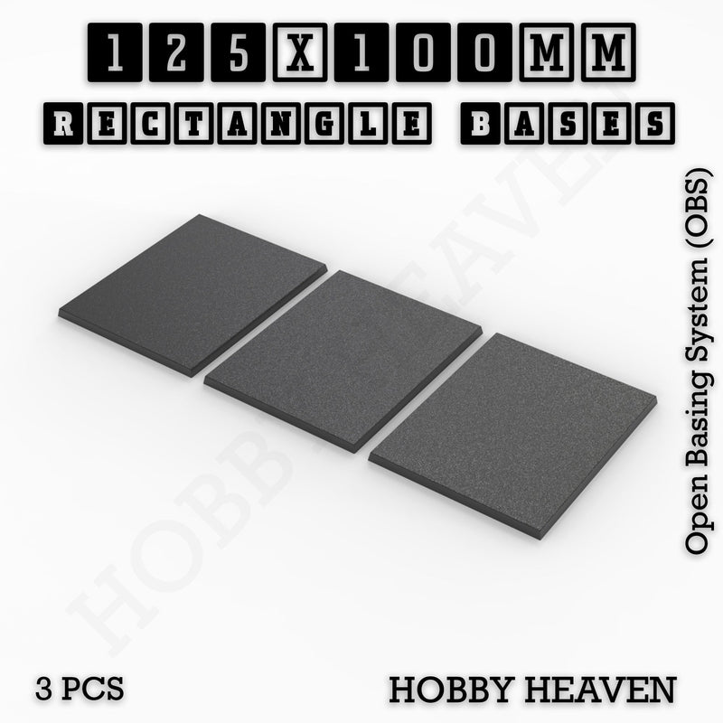 Rectangle Bases Range Sizes - 125x50mm to 200x175mm Large Sizes 3d Print Full Range Tabletop Games - Only-Games