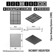Rectangle Bases Range Sizes - 125x50mm to 200x175mm Large Sizes 3d Print Full Range Tabletop Games - Only-Games