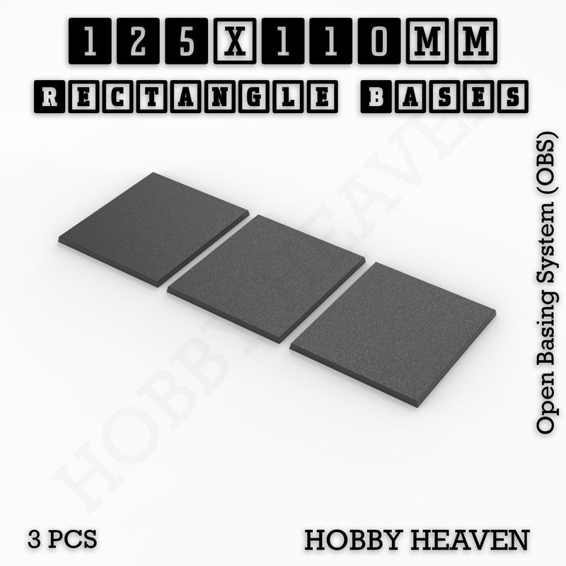 Rectangle Bases Range Sizes - 125x50mm to 200x175mm Large Sizes 3d Print Full Range Tabletop Games - Only-Games