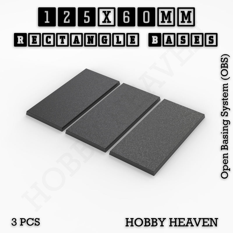 Rectangle Bases Range Sizes - 125x50mm to 200x175mm Large Sizes 3d Print Full Range Tabletop Games - Only-Games