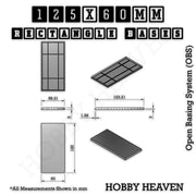 Rectangle Bases Range Sizes - 125x50mm to 200x175mm Large Sizes 3d Print Full Range Tabletop Games - Only-Games