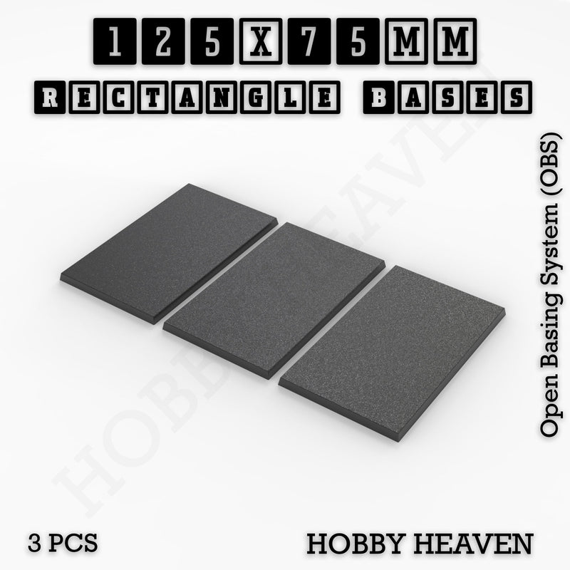 Rectangle Bases Range Sizes - 125x50mm to 200x175mm Large Sizes 3d Print Full Range Tabletop Games - Only-Games
