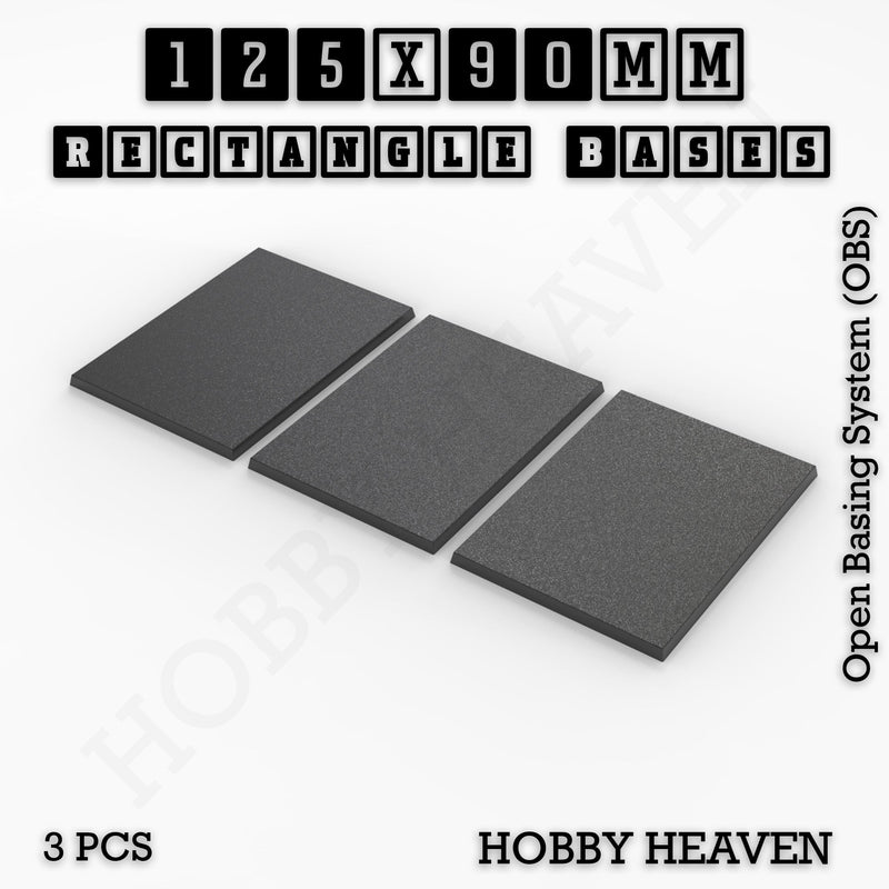 Rectangle Bases Range Sizes - 125x50mm to 200x175mm Large Sizes 3d Print Full Range Tabletop Games - Only-Games