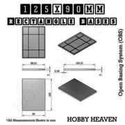 Rectangle Bases Range Sizes - 125x50mm to 200x175mm Large Sizes 3d Print Full Range Tabletop Games - Only-Games