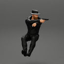 Gangster in hat driving a car and holding gun - Only-Games