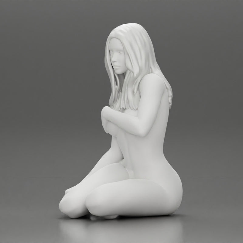 Sexy Naked Woman sitting and Covering Breasts With Hand - Only-Games