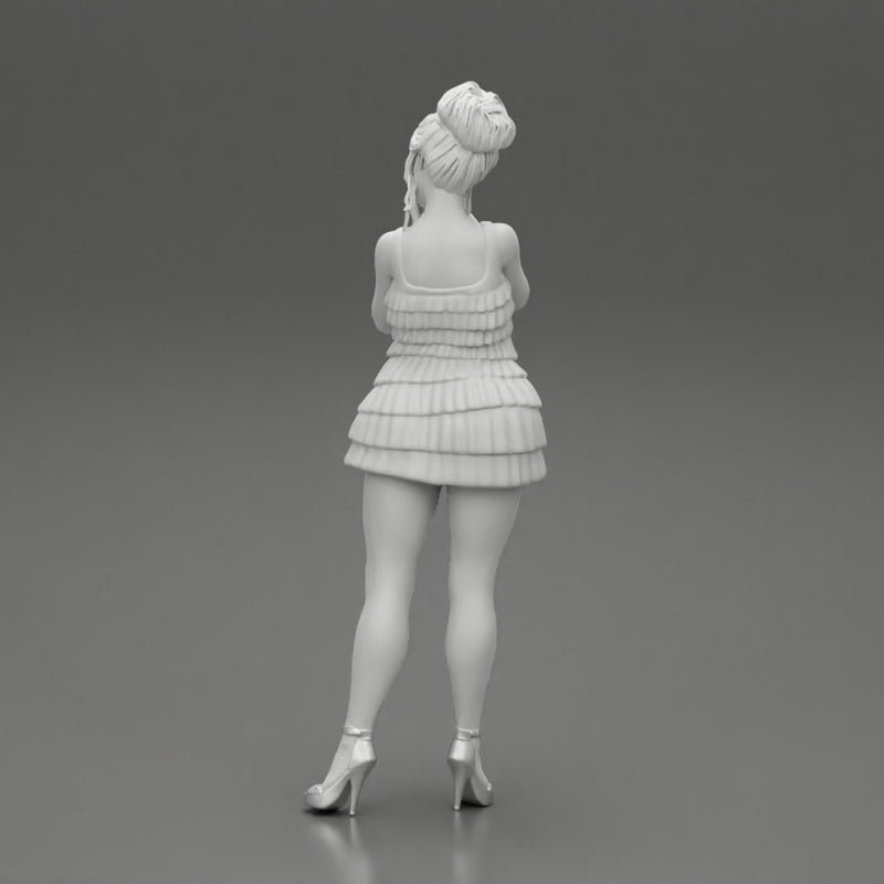 Sexy woman standing and posing and in fashion summer dress - Only-Games
