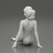 Sexy Woman Girl Sitting in Bikini on Beach - Only-Games