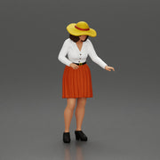 fashionable woman in hat and skirt is reaching for something - Only-Games