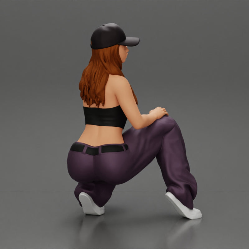 Chola gangster homie lowrider girl in cap sitting beside car - Only-Games