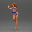 Woman in a bikini leaning on the car with her hands on the beach - Only-Games