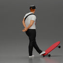 skater man leaning against the wall wearing a cap and banana bag - Only-Games