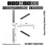Rectangle Bases Range Sizes - 125x50mm to 200x175mm Large Sizes 3d Print Full Range Tabletop Games - Only-Games