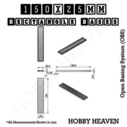 Rectangle Bases Range Sizes - 125x50mm to 200x175mm Large Sizes 3d Print Full Range Tabletop Games - Only-Games