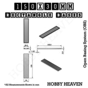 Rectangle Bases Range Sizes - 125x50mm to 200x175mm Large Sizes 3d Print Full Range Tabletop Games - Only-Games